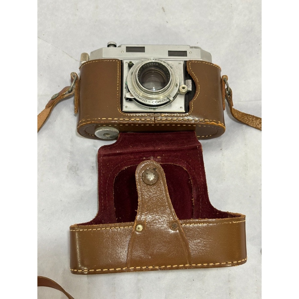 Ansco Karomat Rangefinder Camera w/ Synchro Compur Shutter & Leather Case‎ AS IS